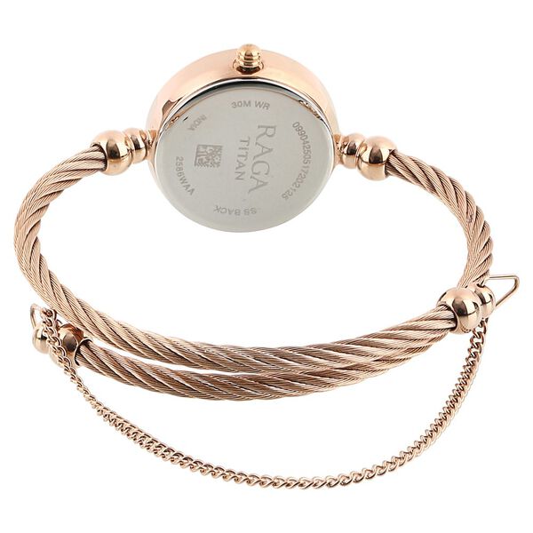 Titan Quartz Analog White Dial Rose Gold Metal Strap Watch For Women - image number 3