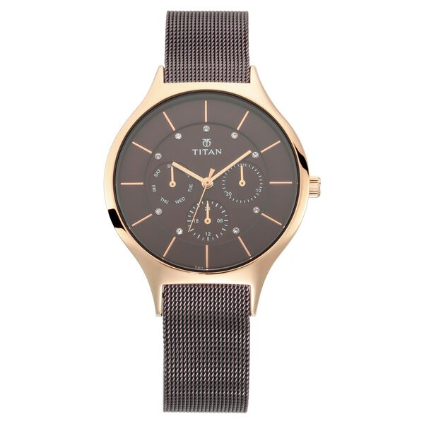 Titan Workwear Brown Dial Quartz Multifunction Metal Strap watch for Women - image number 1