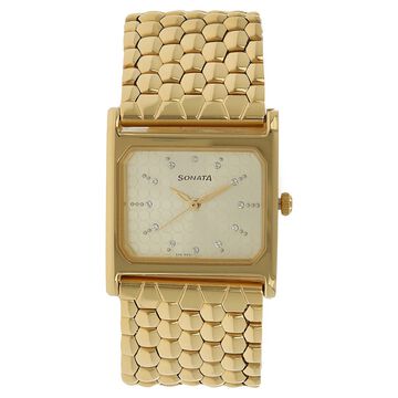 Sonata Glamors Champagne Dial Women Watch With Stainless Steel Strap
