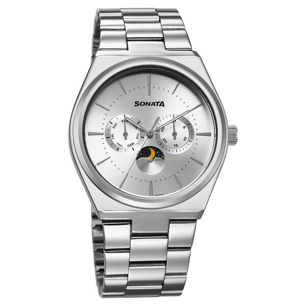 Sonata Festive Quartz Analog Silver Dial Metal Strap Watch For Men - image number 0