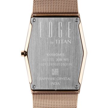 Titan Edge Whimsey Quartz Analog Brown Dial Golden Stainless Steel Strap Watch For Men