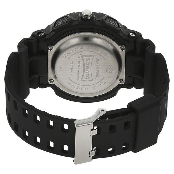 SF Quartz Analog Digital Black Dial Plastic Strap Watch for Men - image number 3