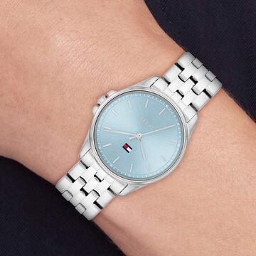 Tommy Hilfiger Quartz Analog Blue Dial Silver Stainless Steel Strap Watch For Women
