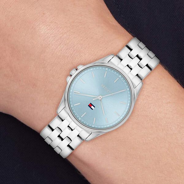 Tommy Hilfiger Quartz Analog Blue Dial Silver Stainless Steel Strap Watch For Women - image number 3