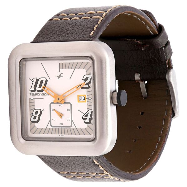 Fastrack Quartz Analog White Dial Leather Strap Watch for Guys - image number 1