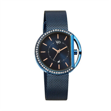 Fastrack Vyb Showstopper Quartz Analog Blue Dial Stainless Steel Strap Watch for Girls