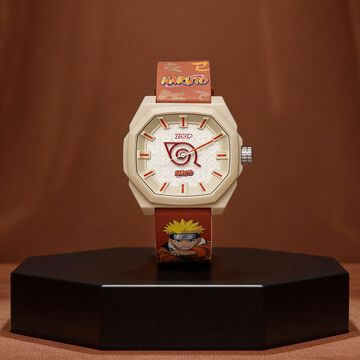 Zoop Naruto Analogue Watch with Beige Case and Burnt Orange Multi Color Strap for Kids and Anime lovers, By Titan