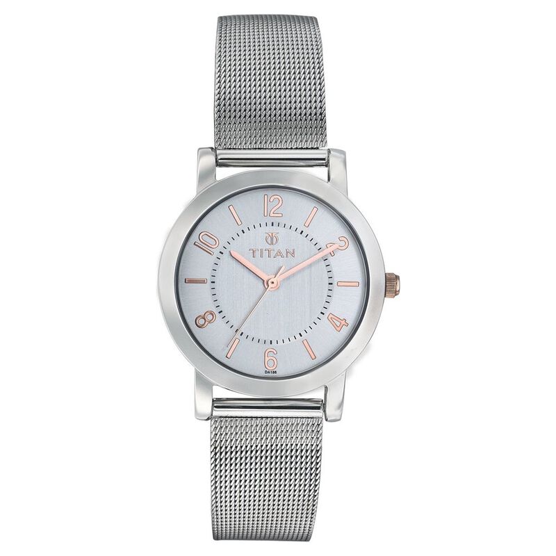 Titan Quartz Analog Silver Dial Watch for Women