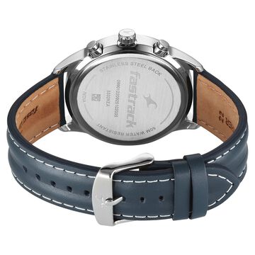Fastrack Fastrack Overdrive Quartz Chronograph Tachymeter Black Dial Blue Leather Strap Watch For Guys