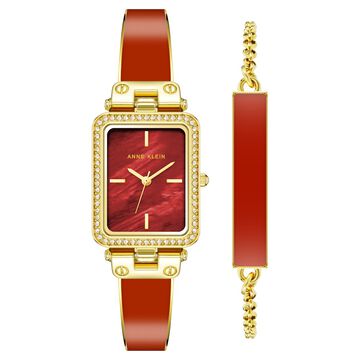 Anne Klein Quartz Analog Red Dial Stainless Steel Strap Watch for Women