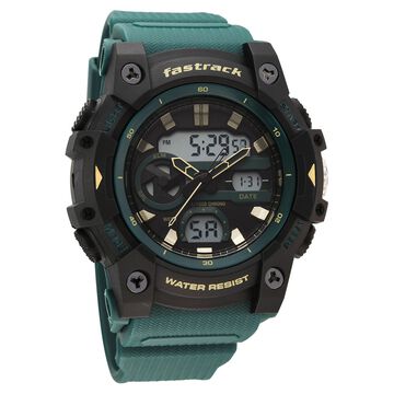 Fastrack StreetStyle Quartz Analog Digital Green Dial Green Polyether Strap Watch For Guys