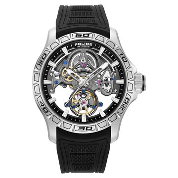Police Quartz Analog Grey Dial Black Silicone Strap Watch For Men
