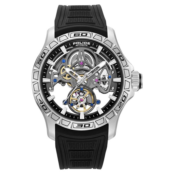 Police Quartz Analog Grey Dial Black Silicone Strap Watch For Men - image number 0