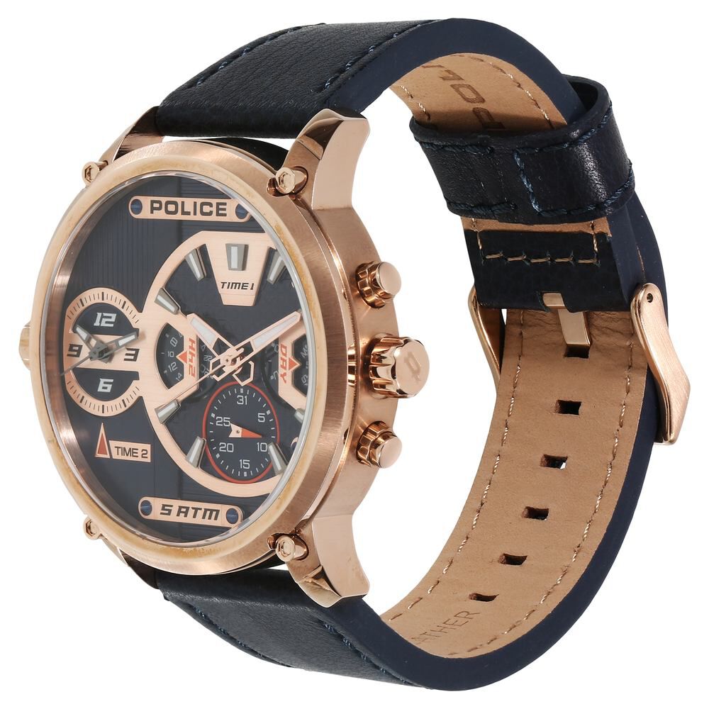Buy Online Police Quartz Chronograph Blue Dial Leather Strap Watch for Men ncpl14833jsr03a Titan