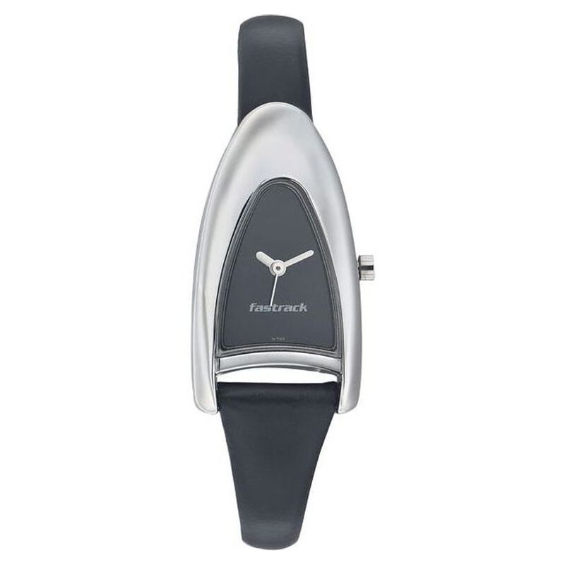 Fastrack Quartz Analog Black Dial Leather Strap Watch for Girls