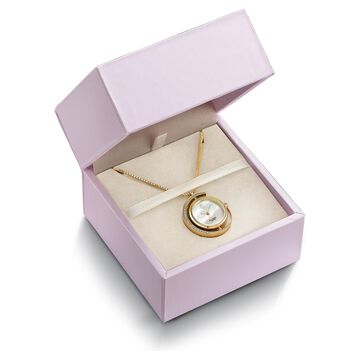 Sonata Poze Quartz Analog White Dial Golden Metal Strap Watch For Women