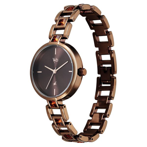 Vyb Manifester By Fastrack Quartz Analog Brown Dial Brown Metal Strap Watch For Girls - image number 4