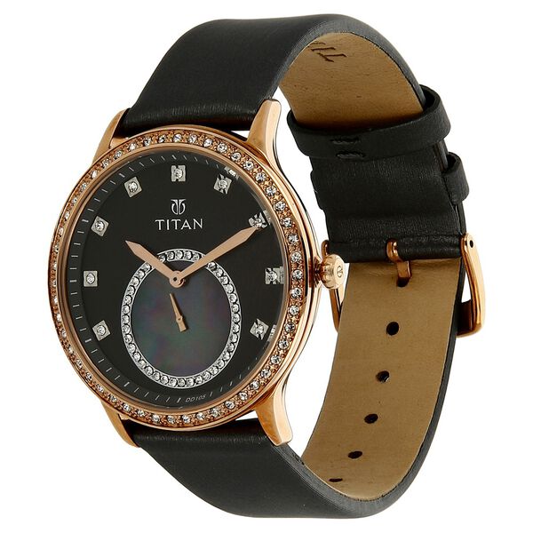 Titan Quartz Analog Grey Dial Leather Strap Watch for Women - image number 1