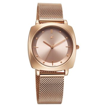 Fastrack Stunners X Quartz Analog Rose Gold Dial Stainless Steel Strap Watch For Girls