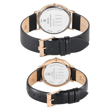 Titan Edge Pair Black Dial Analog Leather Strap watch for Couple