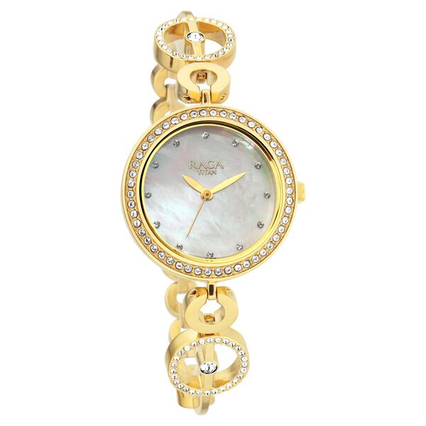 Titan Raga Mother of Pearl Dial Women Watch With Metal Strap - image number 0