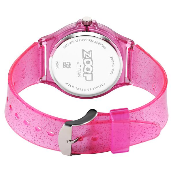 Zoop Glitter Analog Watch with Pink Dial & Pink Strap for Girls Kids, from House of Titan - image number 4