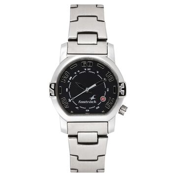 Fastrack Quartz Analog Black Dial Stainless Steel Strap Watch for Guys