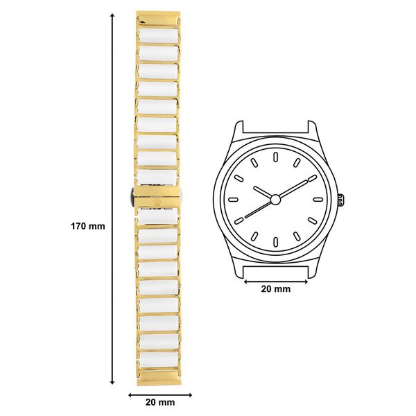 20 mm White & Golden Ceramic & Metal Strap for Men - image number 3