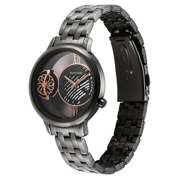 Sonata Unveil Quartz Analog Grey Dial Metal Strap Watch for Women