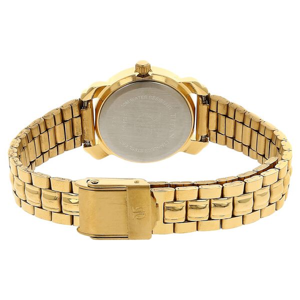Titan Quartz Analog Champagne Dial Stainless Steel Strap Watch for Women - image number 3