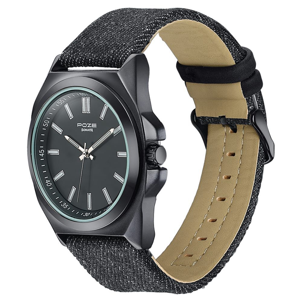 Buy Online Sonata Poze Quartz Analog Black Dial Black Denim