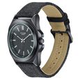 Sonata Poze Quartz Analog Black Dial Black Denim Leather Strap Watch For Men - image number 4