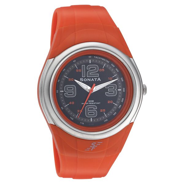 SF Quartz Analog Black Dial Plastic Strap Watch for Men - image number 0