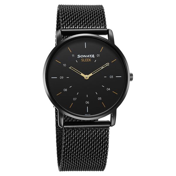 Men Sonata Sleek Black Buy Online Sonata Quartz Analog Black Dial