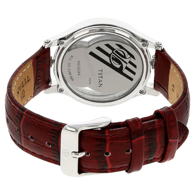 Titan Quartz Analog Silver Dial Leather Strap Watch for Women - image number 3