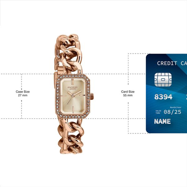 Poze By Sonata Quartz Analog Rose Gold Dial Rose Gold Metal Strap Watch For Women - image number 3