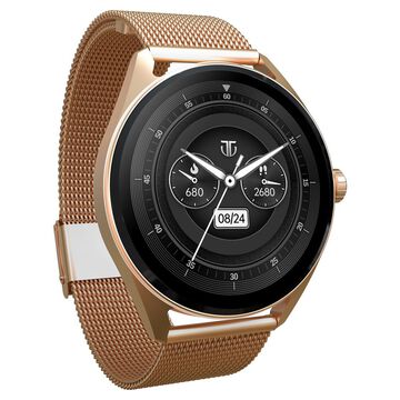 Titan Crest with 3.63 cm AMOLED Display and AOD, Functional Crown, BT Calling Smartwatch with Rose Gold Mesh Strap
