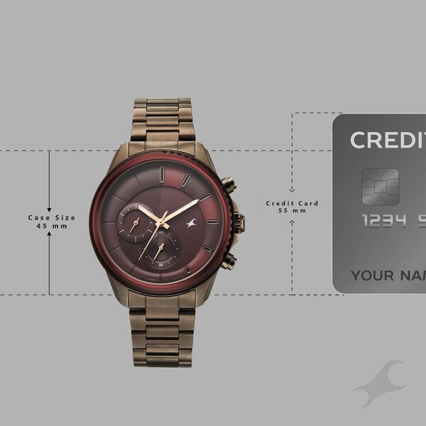 Fastrack Wild Quartz Chronograph Maroon Dial Chrome K Stainless Steel Strap Watch For Guys - image number 3