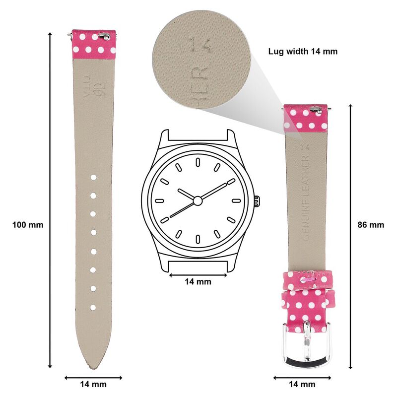14 mm Pink Genuine Leather Strap for Women - image number 1