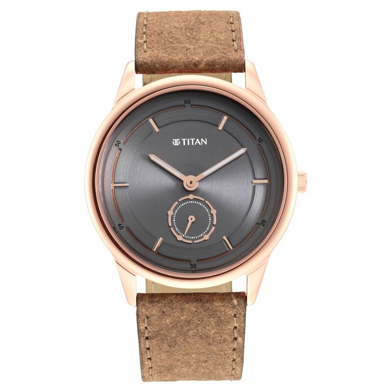 Titan Solidarity Anthracite Dial Analog Leather Strap Watch for Men - image number 1