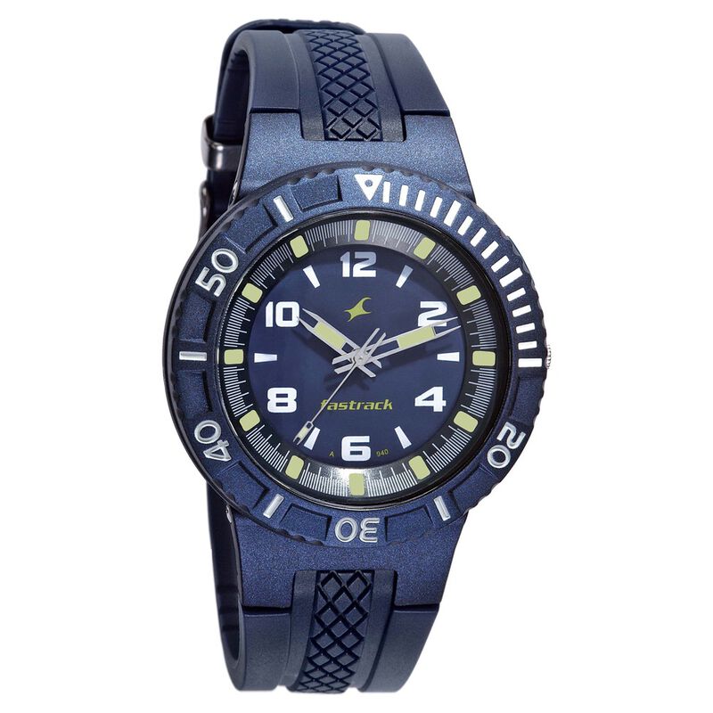Fastrack Quartz Analog Blue Dial Plastic Strap Watch for Guys