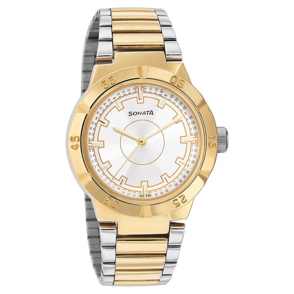 Sonata Quartz Analog Silver Dial Metal Strap Watch for Men - image number 0
