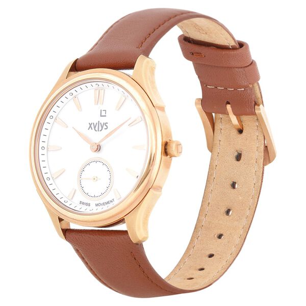 Xylys Swiss Analog Brown Leather Strap Mother of Pearl Dial Watch For Women - image number 2