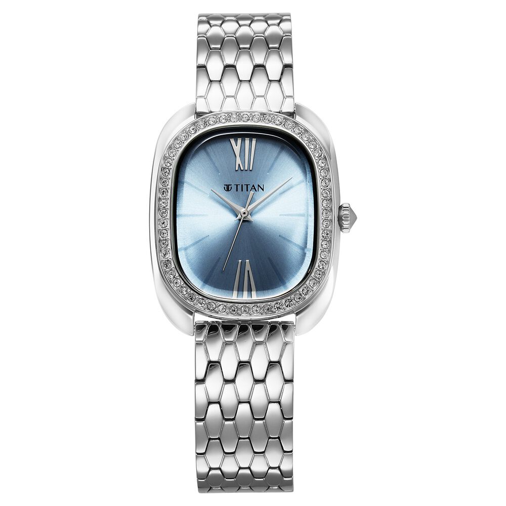 Titan Glamour Quartz Analog Blue Dial Silver Stainless Steel Strap Watch For Women-picture-16