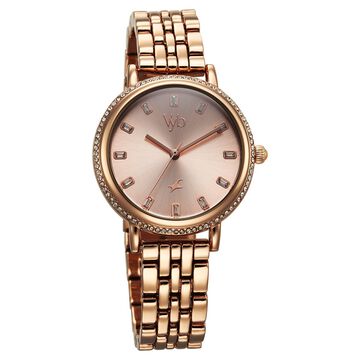 Fastrack Vyb Enigma Quartz Analog Rose Gold Dial Rose Gold Metal Strap Watch For Women