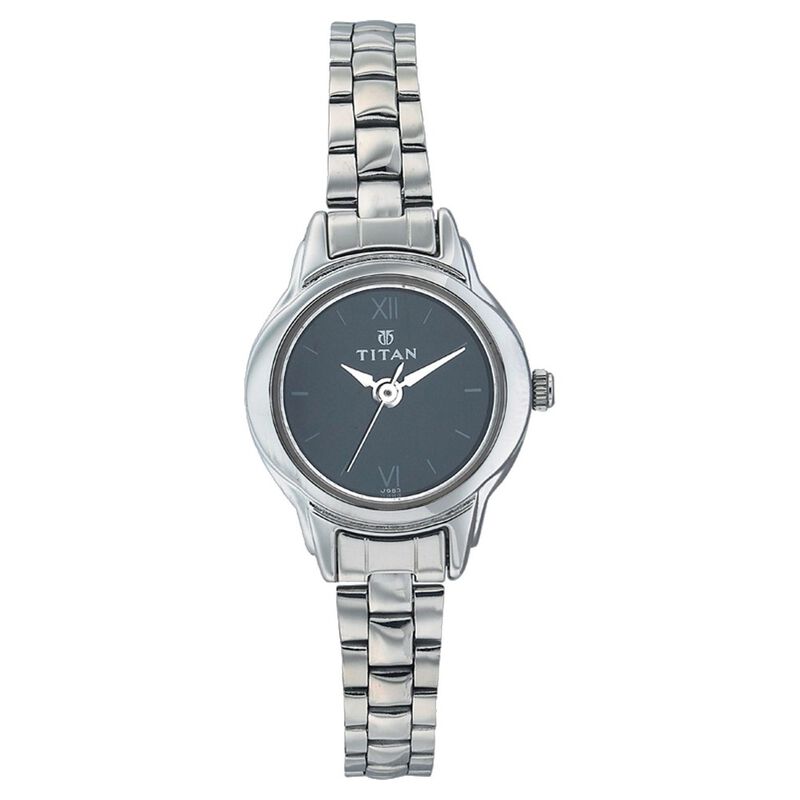 Titan Quartz Analog Black Dial Metal Strap Watch for Women