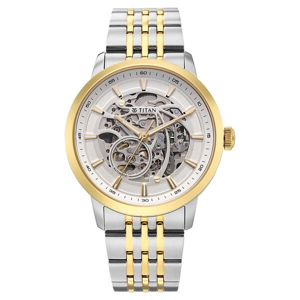 Titan Phoenix Skeletal Automatic Analog with Gold & Steel Dial, Gold & Steel Strap Watch for Men - image number 0