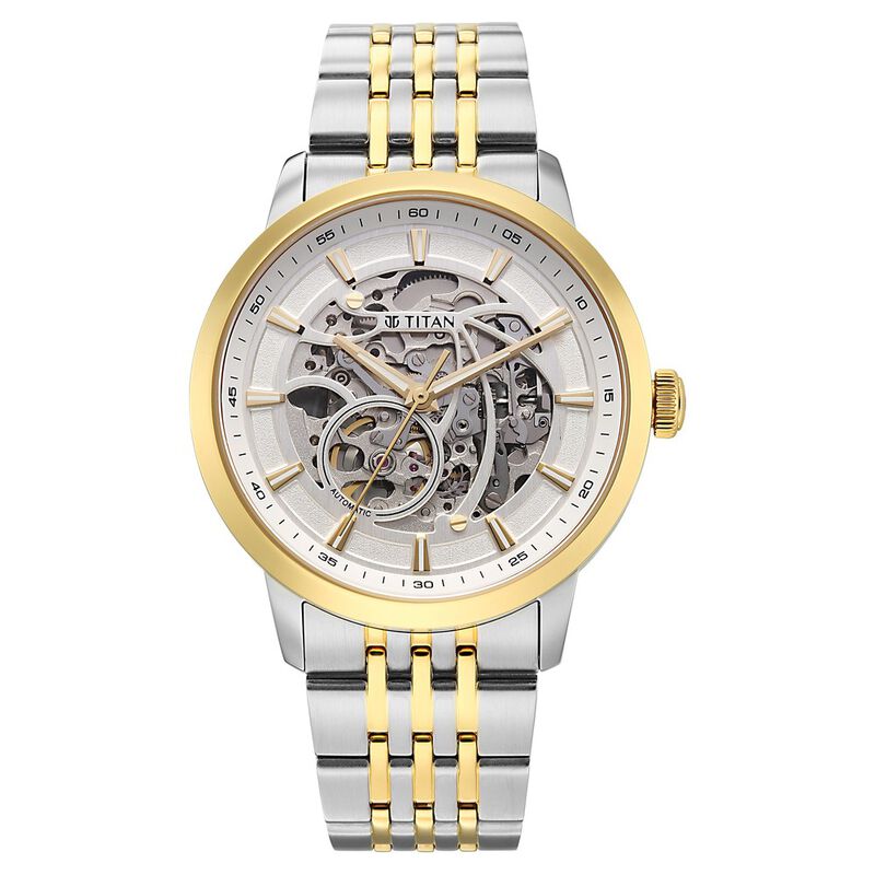 Titan Phoenix Skeletal Automatic Analog with Gold & Steel Dial, Gold & Steel Strap Watch for Men