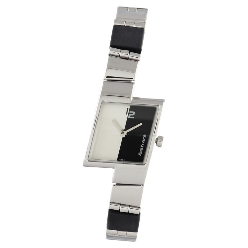 Fastrack Quartz Analog Silver Dial Stainless Steel Strap Watch for Girls