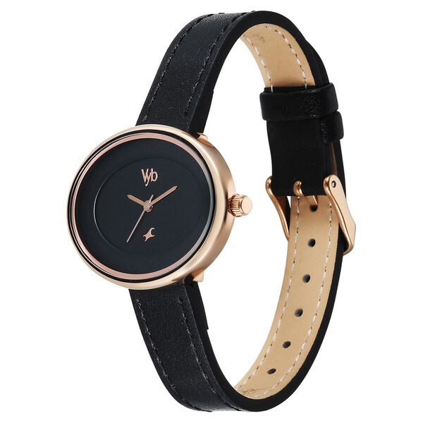 Vyb Mirage By Fastrack Quartz Analog Black Dial Black Split leather Strap Watch For Girls - image number 4